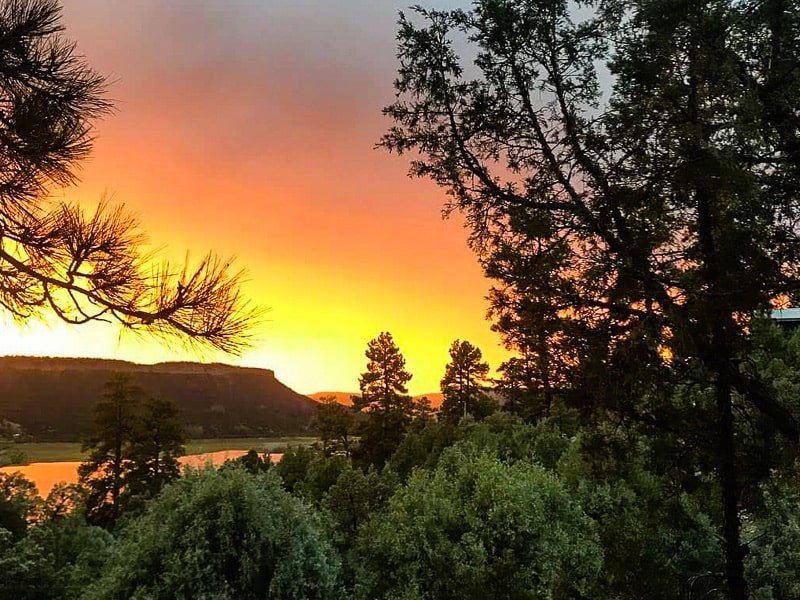 View of El Vado Lake at sunset